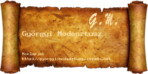 Györgyi Modesztusz névjegykártya